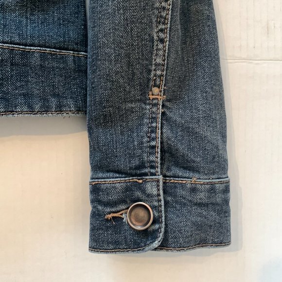 Contrast Womens Blue Denim Jean Jacket Button Closer Size Small - Picture 5 of 12